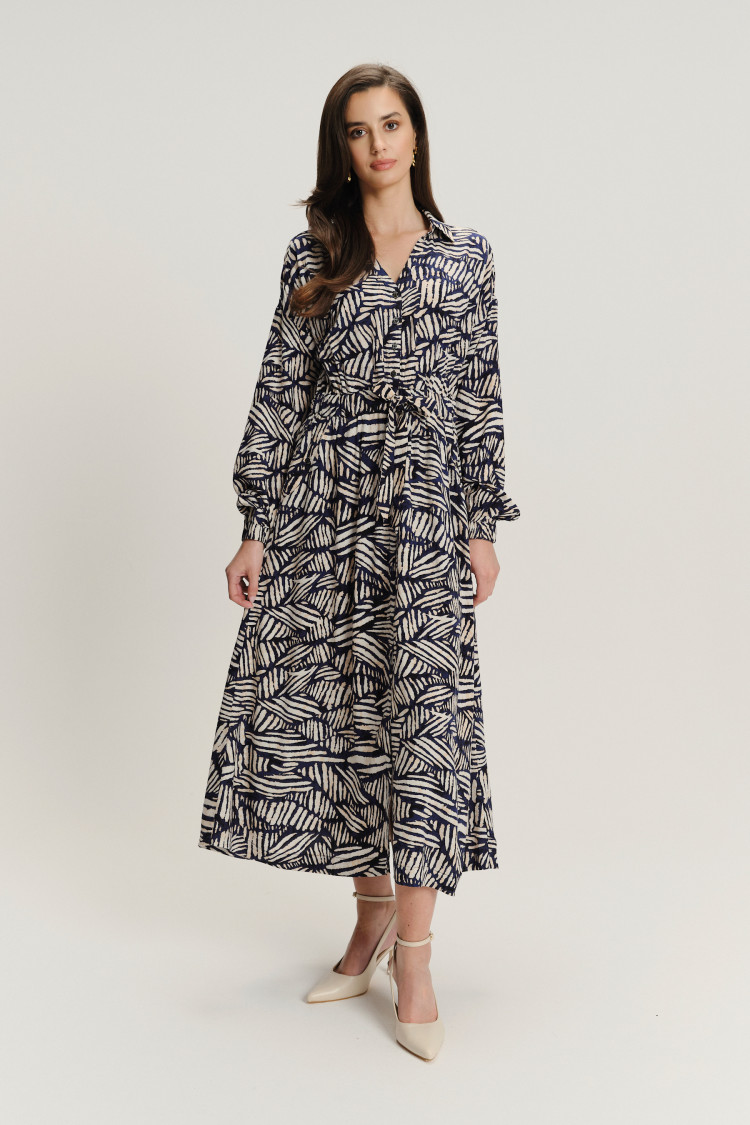 Sukienka maxi z czarno-białym printem