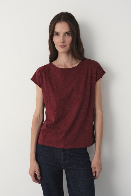 Bawełniany t-shirt w kasztanowym kolorze