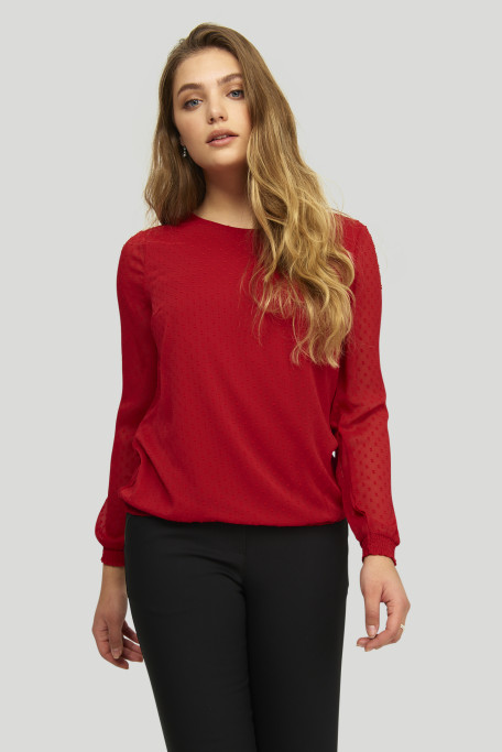 Elegancka, szyfonowa bluzka w czerwonym kolorze