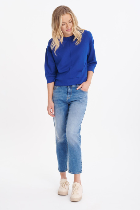 Oversize'owa bluza w chabrowym kolorze z rękawem 3/4