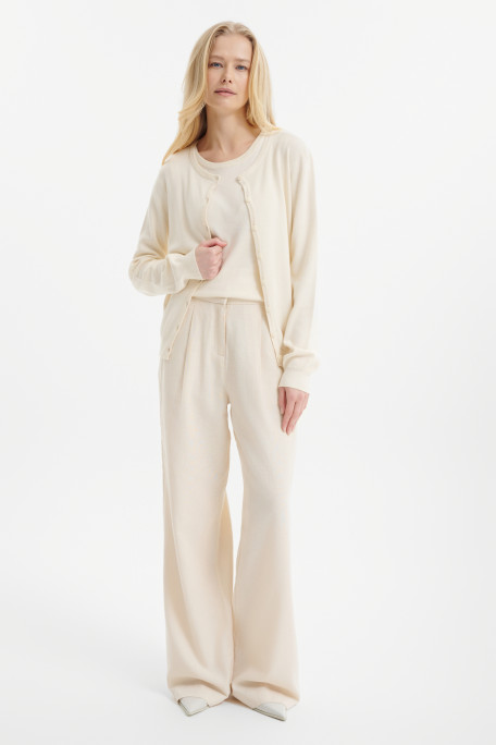 Eleganckie spodnie z szeroką nogawką i dodatkiem lnu