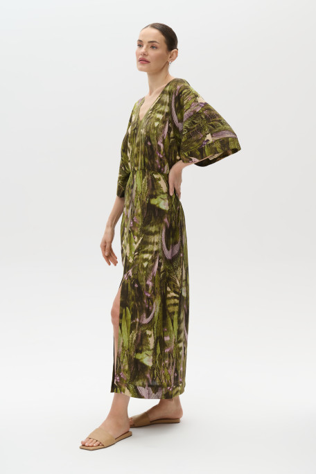 Sukienka typu kimono z tropikalnym printem
