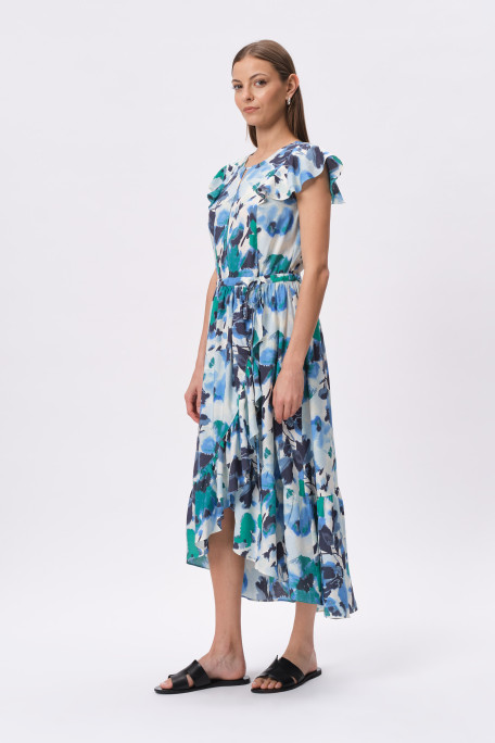 Sukienka w błękitny nadruk
