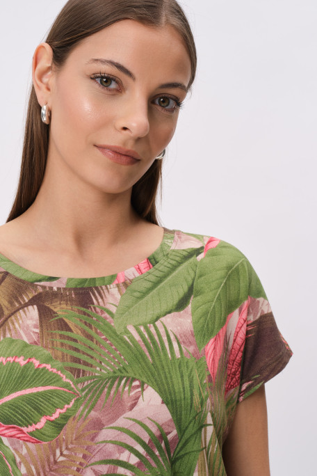 Zielony top z nadrukiem tropic