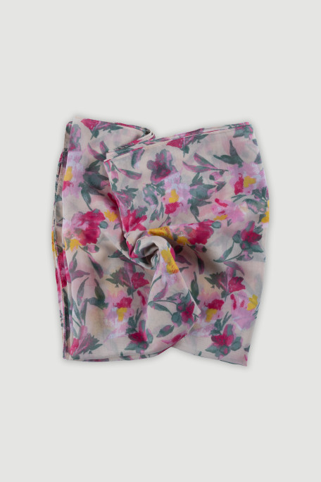 Kobieca apaszka w kolorowe kwiaty