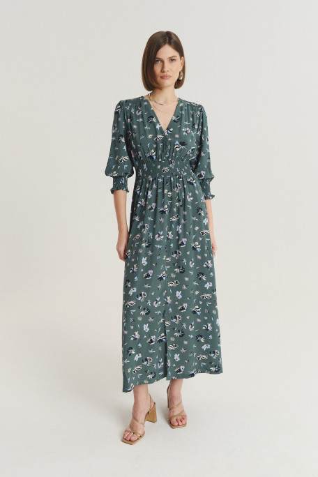 Wiskozowa sukienka maxi z nadrukiem w kwiaty