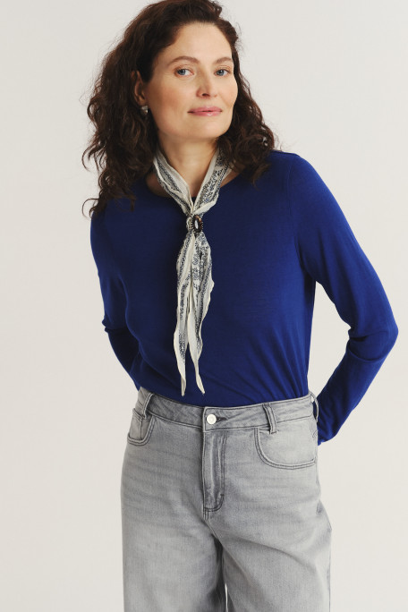 Granatowy top z długim rękawem