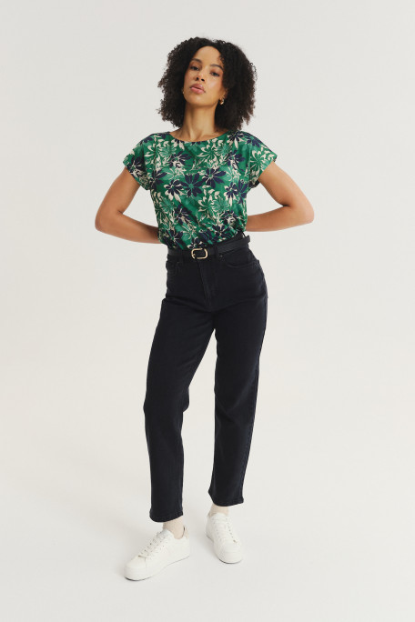 Zielony top z nadrukiem w kwiaty