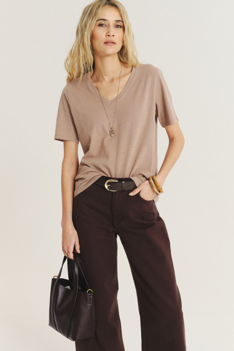 Bawełniany top w beżowym kolorze