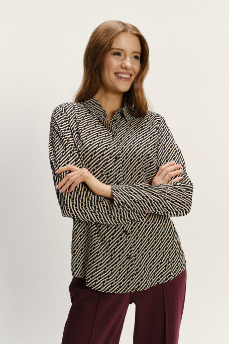 Printowana koszula z wiskozy długi rękaw