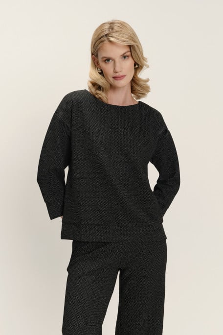 Klasyczna bluza z delikatnym połyskiem rękaw 3/4