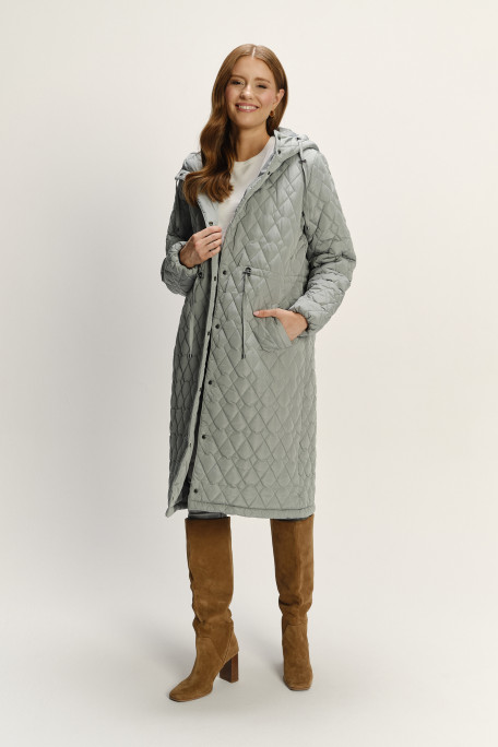 Pikowana jasnozielona kurtka z kapturem