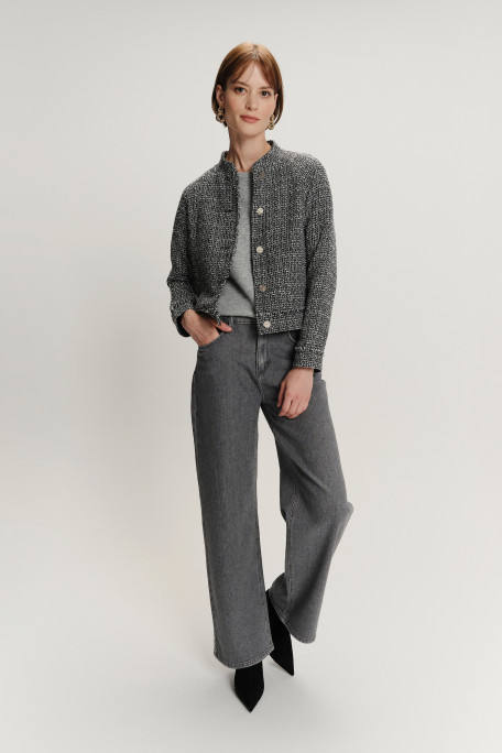 Ciemnoszare spodnie jeansowe wide leg