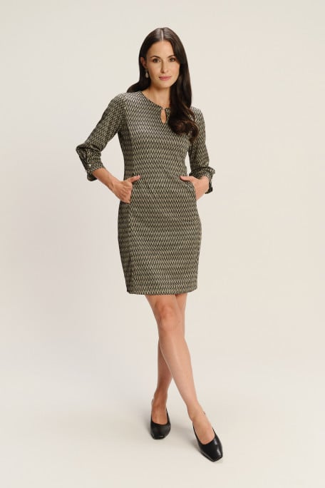 Klasyczna printowana sukienka z rękawem 3/4