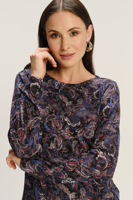 Uniwersalny sweter z kolorowym nadrukiem paisley Uniwersalny sweter z kolorowym nadrukiem paisley