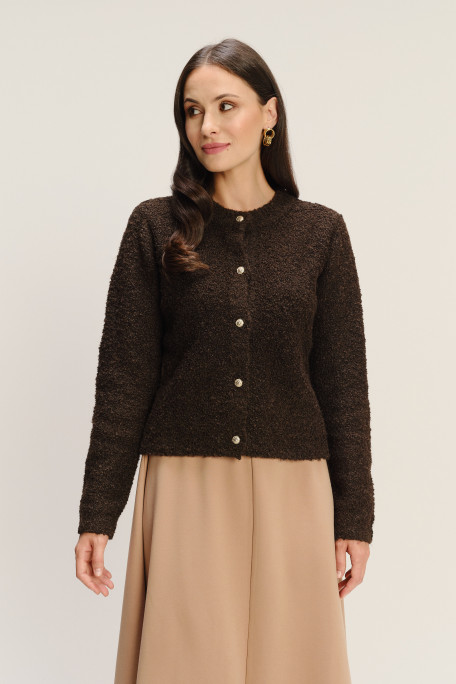 Elegancki brązowy kardigan