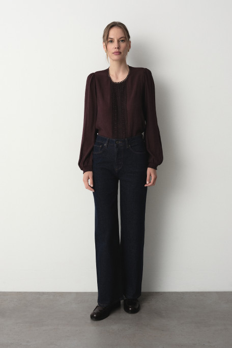 Ciemnogranatowe jeansy wide leg