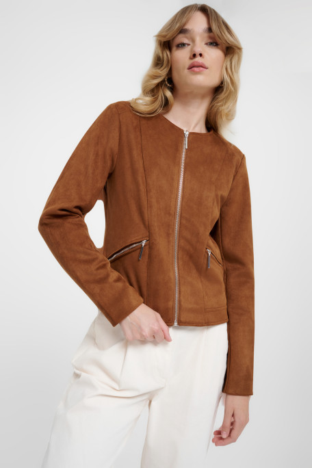 Zamszowa kurtka w kolorze ochry