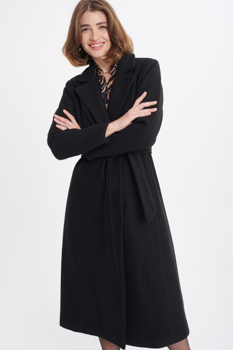 Długi płaszcz flauszowy z paskiem