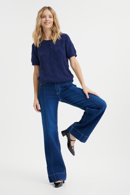 Ciemnogranatowe jeansy wide leg