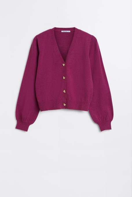 Różowy kardigan z ozdobnymi guzikami