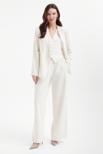 Bawełniano-lniane spodnie typu wide leg  Bawełniano-lniane spodnie typu wide leg