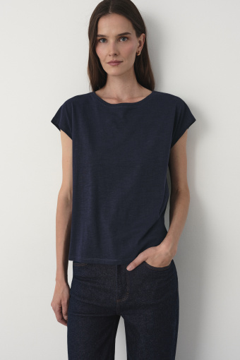 Bawełniany t-shirt w granatowym kolorze