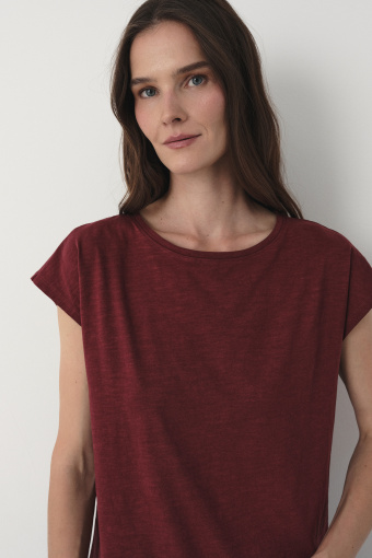 Bawełniany t-shirt w kasztanowym kolorze