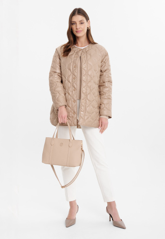 Beżowa, pikowana kurtka