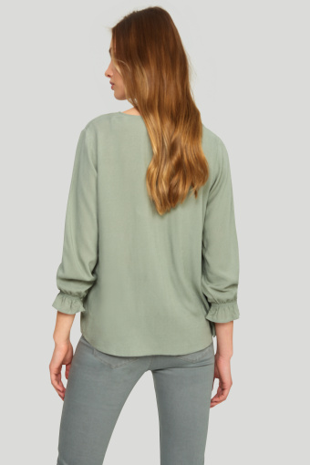 Bluzka z dekoltem V i marszczeniem przy karczku Bluzka z dekoltem V i marszczeniem przy karczku