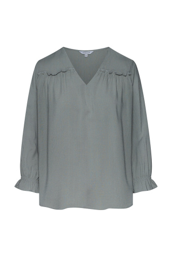 Bluzka z dekoltem V i marszczeniem przy karczku Bluzka z dekoltem V i marszczeniem przy karczku