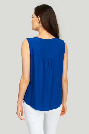 Luźna bluzka zapinana na guziczki, asymetryczny tył