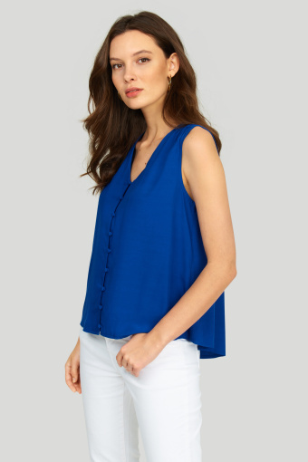 Luźna bluzka zapinana na guziczki, asymetryczny tył