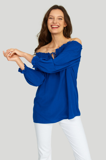 Wiskozowa bluzka z dekoltem typu carmen