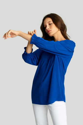 Wiskozowa bluzka z dekoltem typu carmen