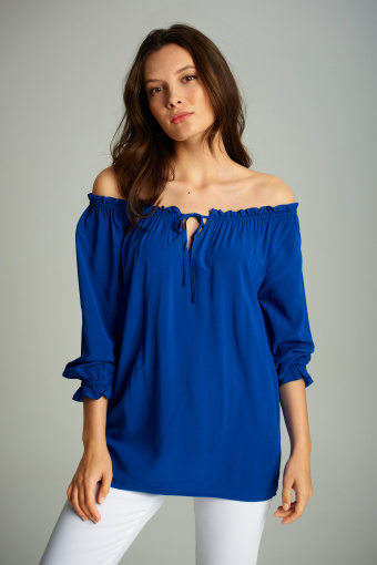 Wiskozowa bluzka z dekoltem typu carmen