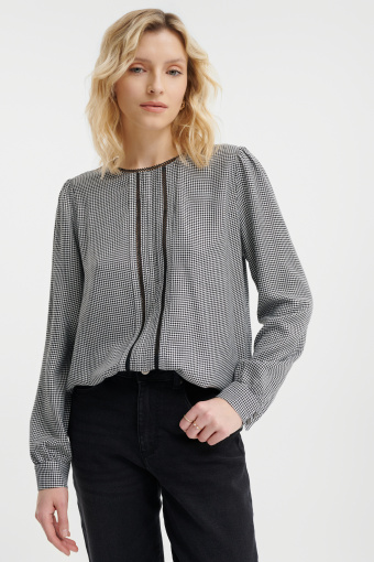 Elegancka bluzka z długim rękawem wzór w pepitkę