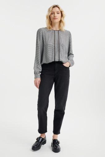 Elegancka bluzka z długim rękawem wzór w pepitkę