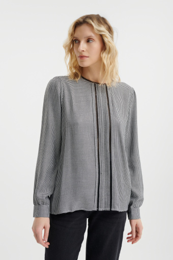 Elegancka bluzka z długim rękawem wzór w pepitkę