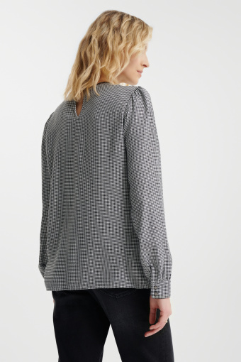 Elegancka bluzka z długim rękawem wzór w pepitkę