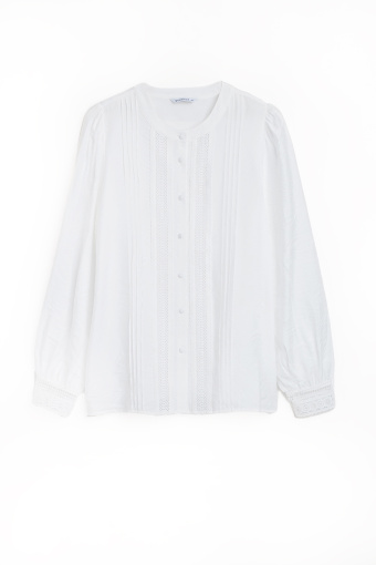 Kremowa bluzka z dekoracyjnym, długim rękawem