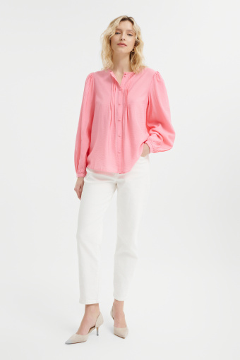 Wiskozowa bluzka w jasnym odcieniu różu