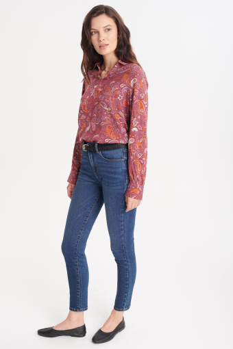Bluzka z klasycznym kołnierzykiem, nadruk typu paisley