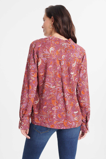 Bluzka z klasycznym kołnierzykiem, nadruk typu paisley