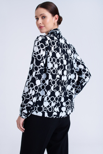 Bluzka z nadrukiem w monogram, czarno-biała