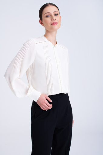 Stylowa koszula ze stójką, biała