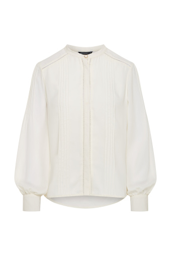 Stylowa koszula ze stójką, biała