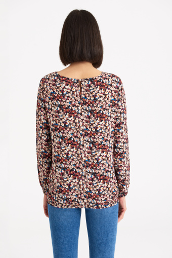 Wiskozowa bluzka w drobne, kolorowe kwiaty