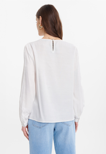 Kremowa bluzka z długim rękawem