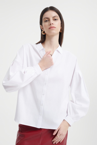 Biała koszula z bufiastymi rękawami 